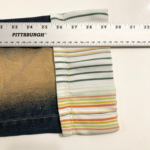 NWOT RAW BLUE LADY Jeans Women 13 Vintage Blue Brown Wash Capri Stripe Cuff - Picture 9 of 12